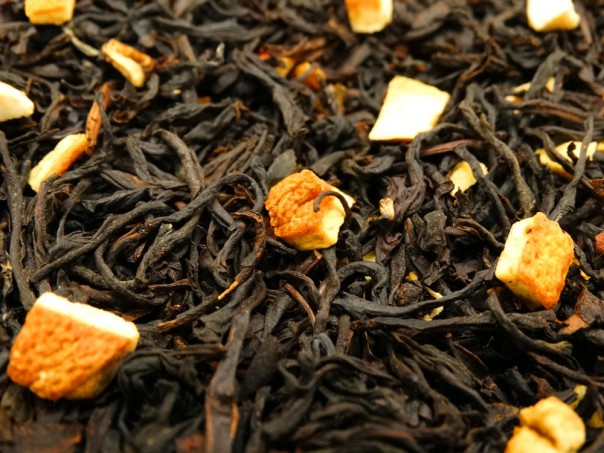 Black tea with lemon peels