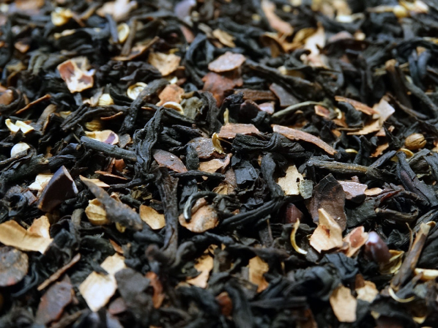 Black tea, cocoa beans, coriander