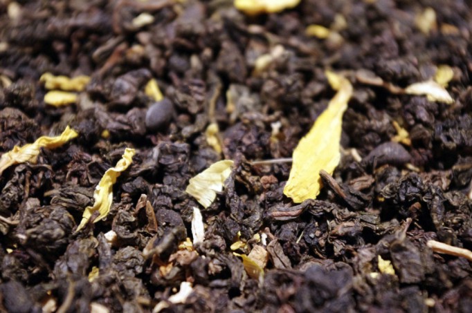 Traditional Oolong tea with pieces of ginseng