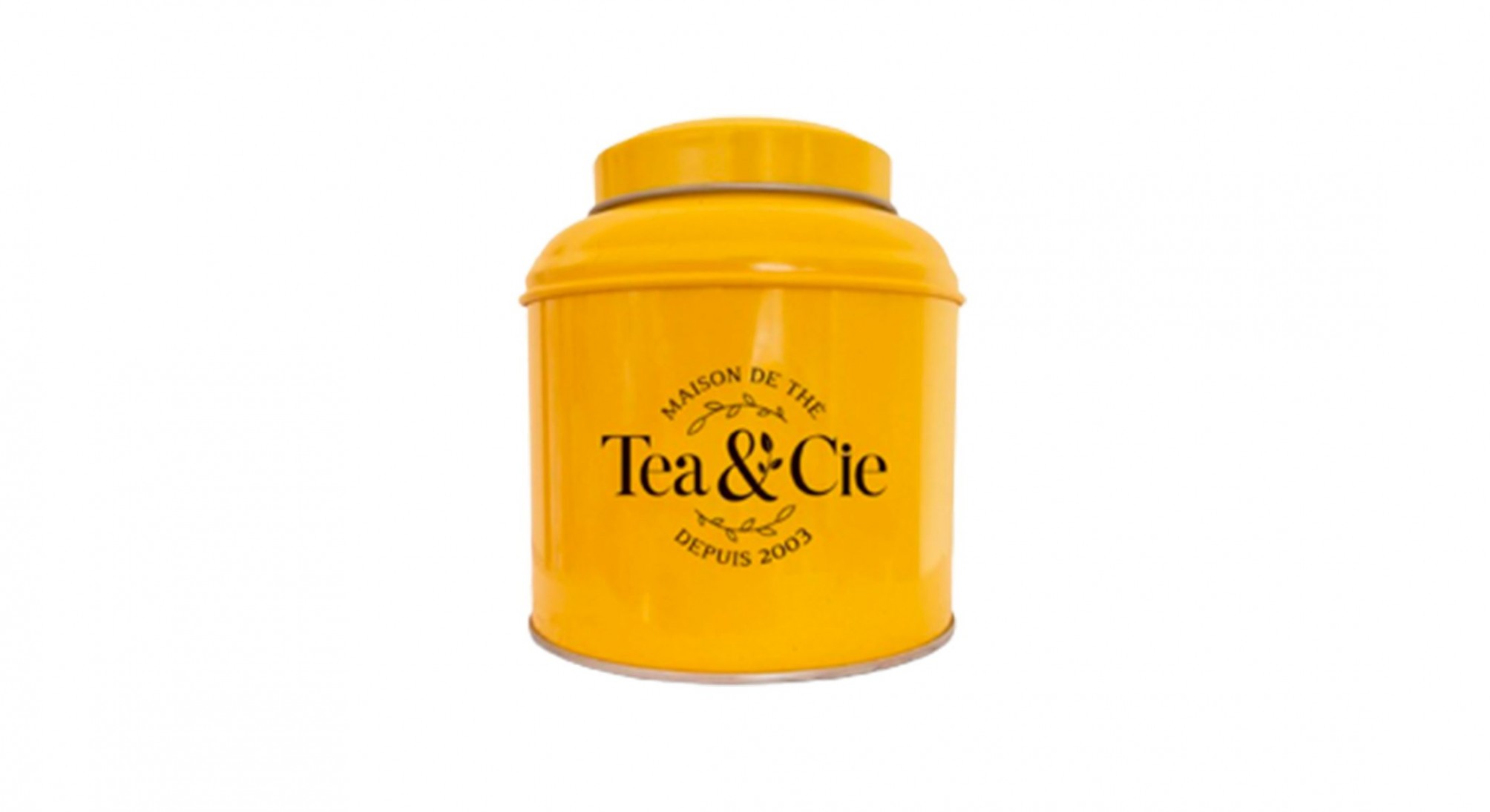 la fameuse petite boîte jaune de Tea & Cie pouvant contenir 100 g de thé ou d'infusion