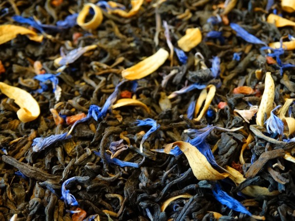 Pu ehr tea, exotic fruits, petals